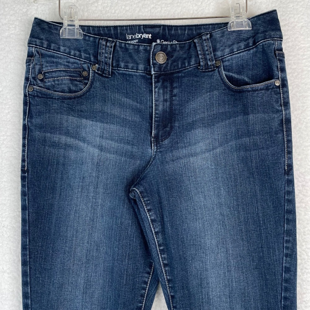 Lane Bryant Genius Fit Skinny Jeans Womens 14 Dark Wash Blue Stretch Denim Pants
